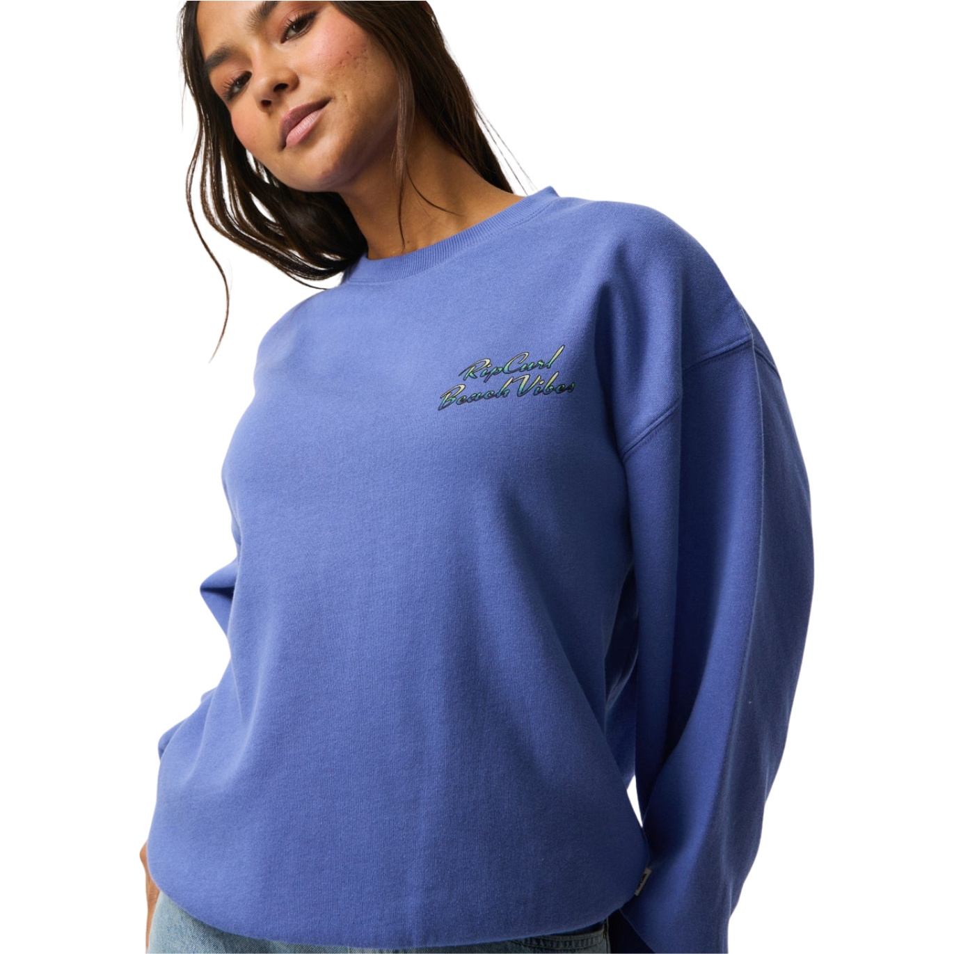 Rip Curl Womens Beach Vibe Heritage Crew 0EMWFL - Mid Blue